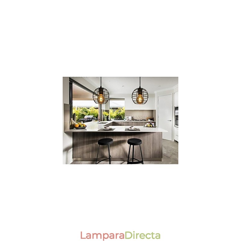 Lámpara de araña vintage estilo europeo con forma de globo para lámpara colgante negra