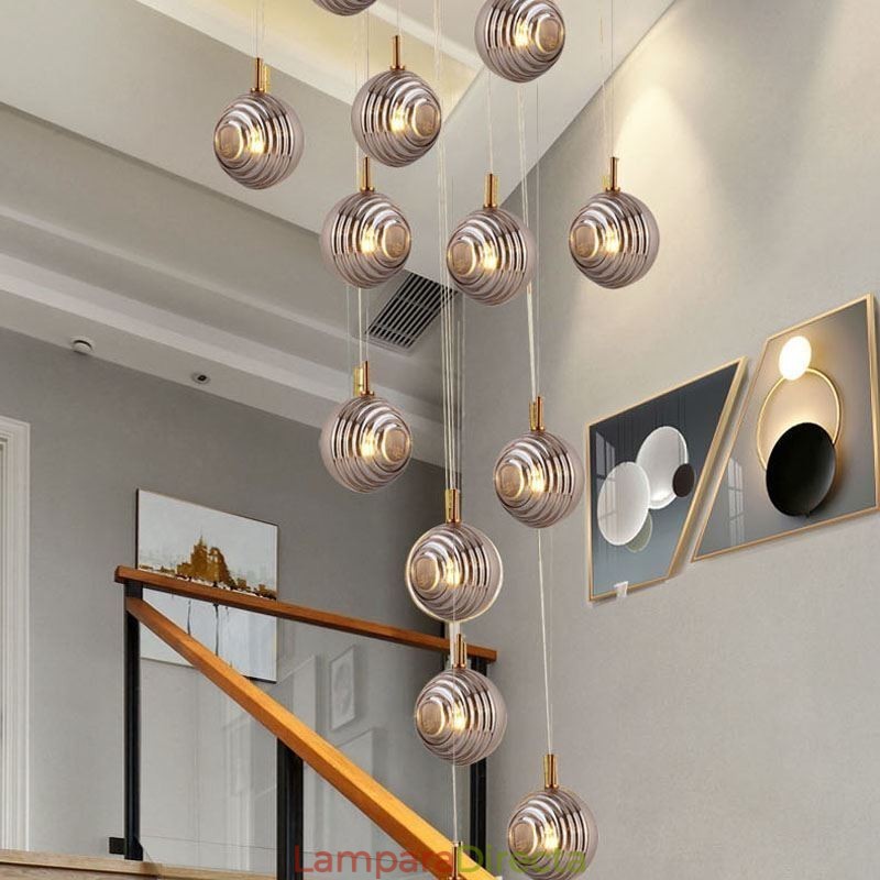 Lámpara colgante de cristal creativa y decorativa con forma de globo de cristal para loft
