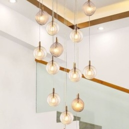 Lámpara colgante de cristal creativa y decorativa con forma de globo de cristal para loft