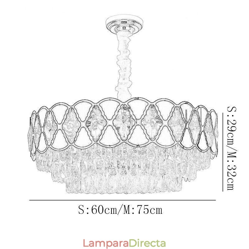 Lámpara colgante de cristal moderna con encaje para techo