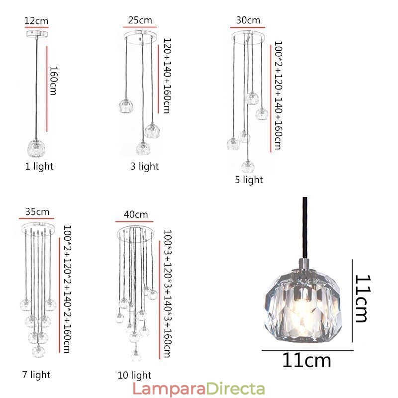 Lámpara colgante de techo moderna de cristal con forma de balón de fútbol