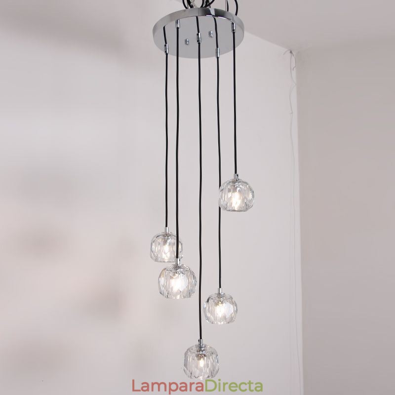 Lámpara colgante de techo moderna de cristal con forma de balón de fútbol