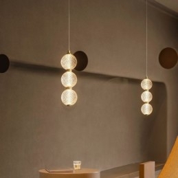 Lámpara colgante de acrílico con cuentas, iluminación decorativa