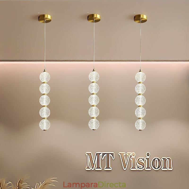 Lámpara colgante de acrílico con cuentas, iluminación decorativa