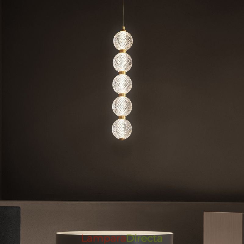 Lámpara colgante de acrílico con cuentas, iluminación decorativa