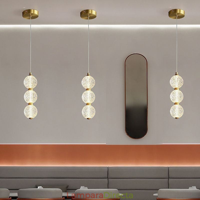 Lámpara colgante de acrílico con cuentas, iluminación decorativa
