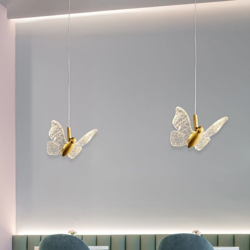 Lámpara colgante de acrílico con forma de mariposa para techo