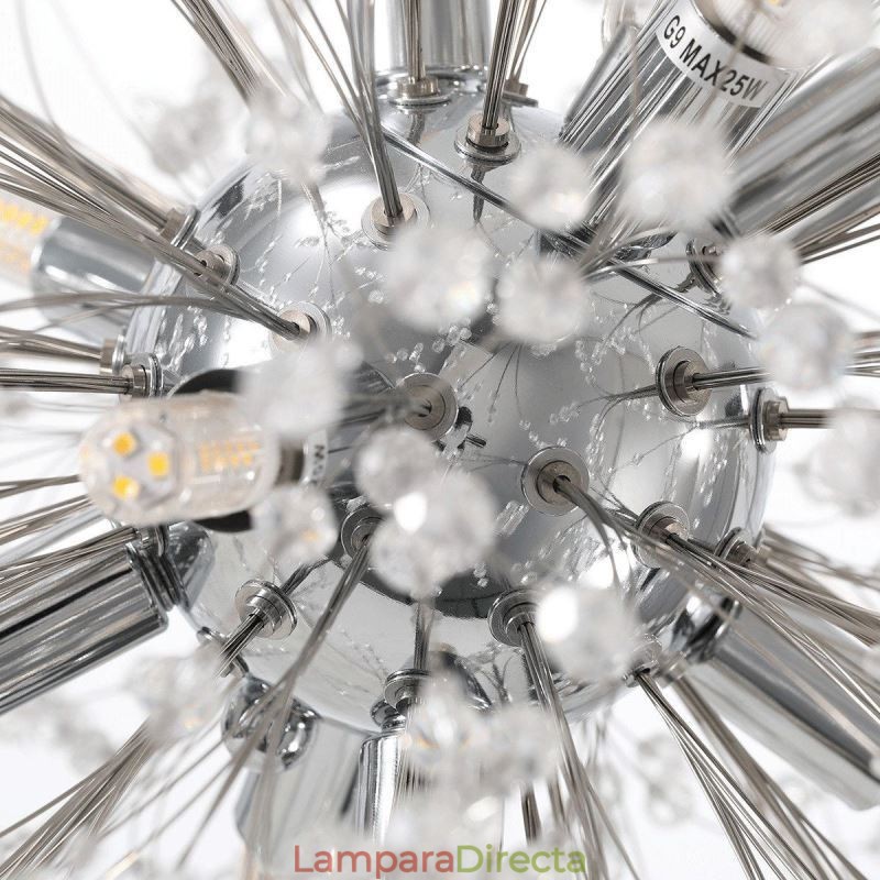Lámpara colgante de diente de león de 8 luces con diseño de fuegos artificiales