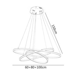 Lámpara colgante moderna de araña con 3 anillos para techo