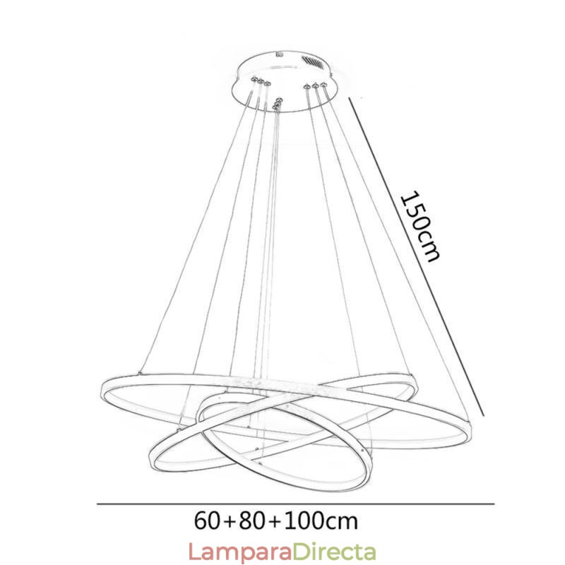 Lámpara colgante moderna de araña con 3 anillos para techo