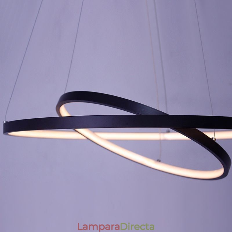 Lámpara colgante moderna y sencilla de aluminio con doble aro.