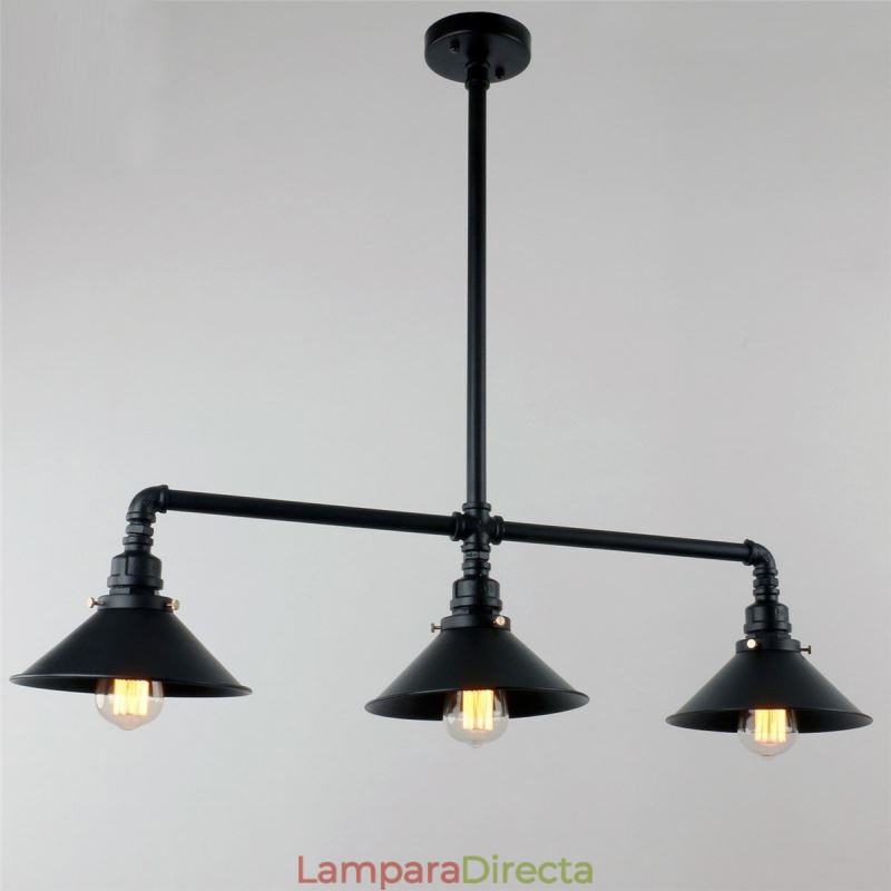 Lámpara colgante estilo rústico campestre con 3 luces estilo industrial retro vintage con forma de tubería de agua