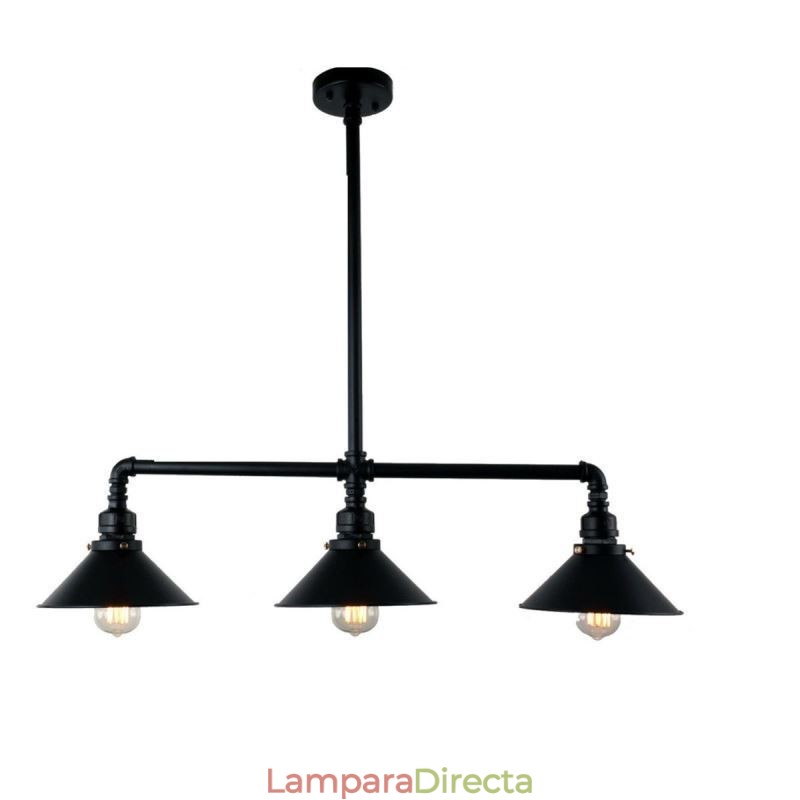Lámpara colgante estilo rústico campestre con 3 luces estilo industrial retro vintage con forma de tubería de agua