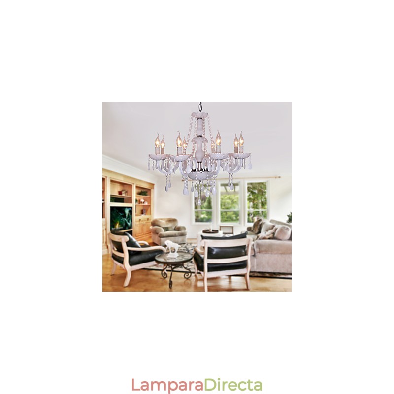 Lámpara de araña de cristal galvanizado Rustic Lodge Crystal