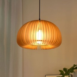 Lámpara colgante estilo retro con forma de calabaza de madera de tilo