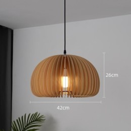 Lámpara colgante estilo retro con forma de calabaza de madera de tilo