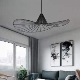 Lámpara colgante de hierro con forma de sombrero de paja simple, 1 luz