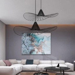 Lámpara colgante de hierro con forma de sombrero de paja simple, 1 luz