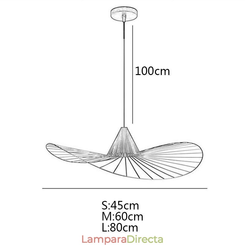 Lámpara colgante de hierro con forma de sombrero de paja simple, 1 luz