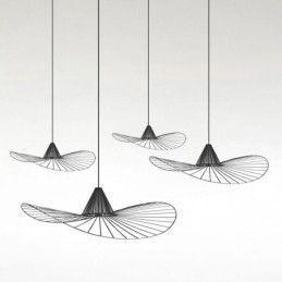 Lámpara colgante de hierro con forma de sombrero de paja simple, 1 luz