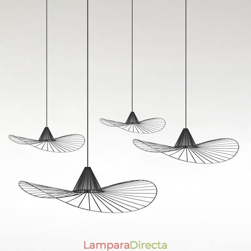 Lámpara colgante de hierro con forma de sombrero de paja simple, 1 luz