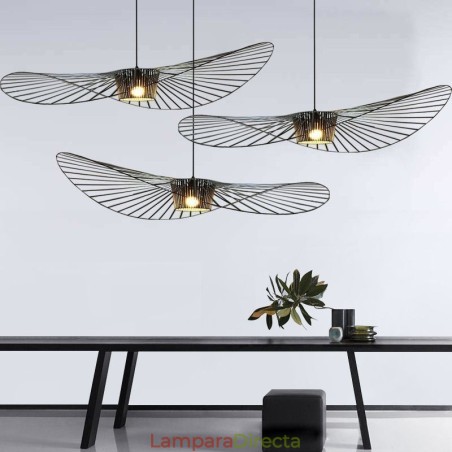 Lámpara colgante de hierro con forma de sombrero de paja, 1 luz Lámpara colgante de hierro con forma de sombrero de paja, 1 luz