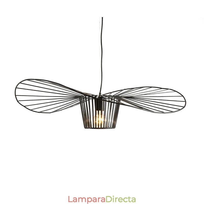 Lámpara colgante de hierro con forma de sombrero de paja, 1 luz
