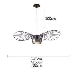 Lámpara colgante de hierro con forma de sombrero de paja, 1 luz