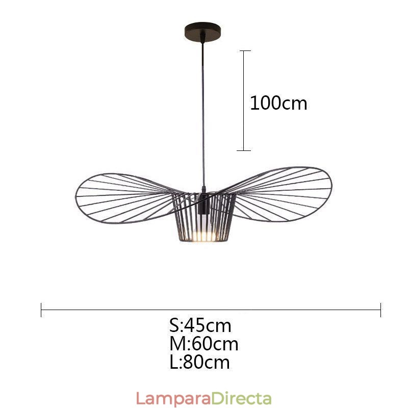 Lámpara colgante de hierro con forma de sombrero de paja, 1 luz