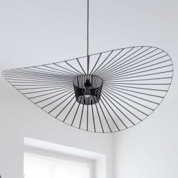 Lámpara colgante de hierro con forma de sombrero de paja, 1 luz