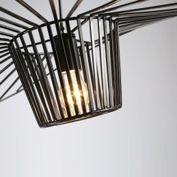 Lámpara colgante de hierro con forma de sombrero de paja, 1 luz