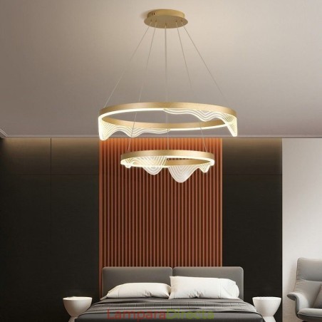 Lámpara colgante de techo Golden Wave Ripple de 2 luces Lámpara colgante de techo Golden Wave Ripple de 2 luces