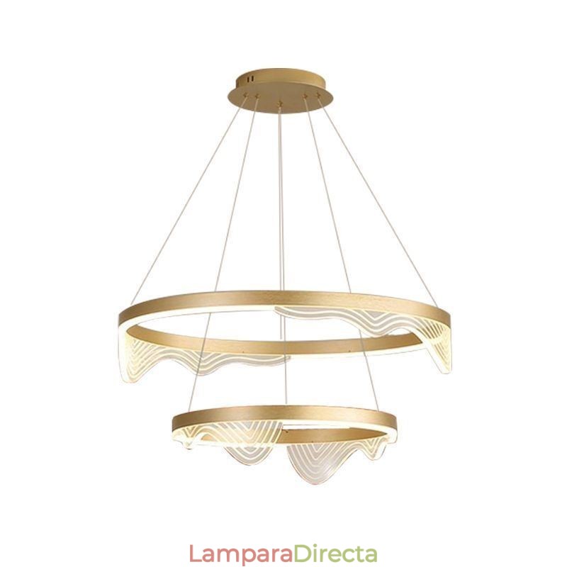 Lámpara colgante de techo Golden Wave Ripple de 2 luces