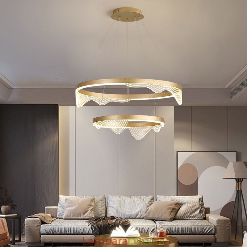 Lámpara colgante de techo Golden Wave Ripple de 2 luces