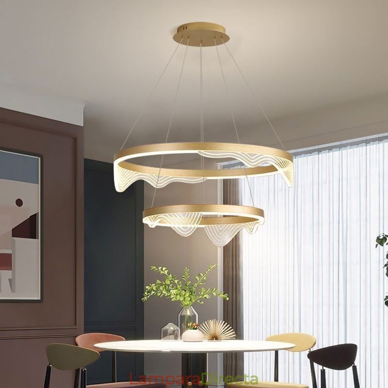 Lámpara colgante de techo Golden Wave Ripple de 2 luces