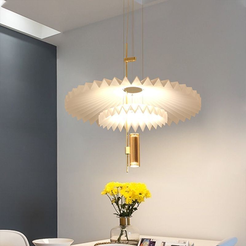 Lámpara colgante plisada moderna de acrílico, iluminación decorativa