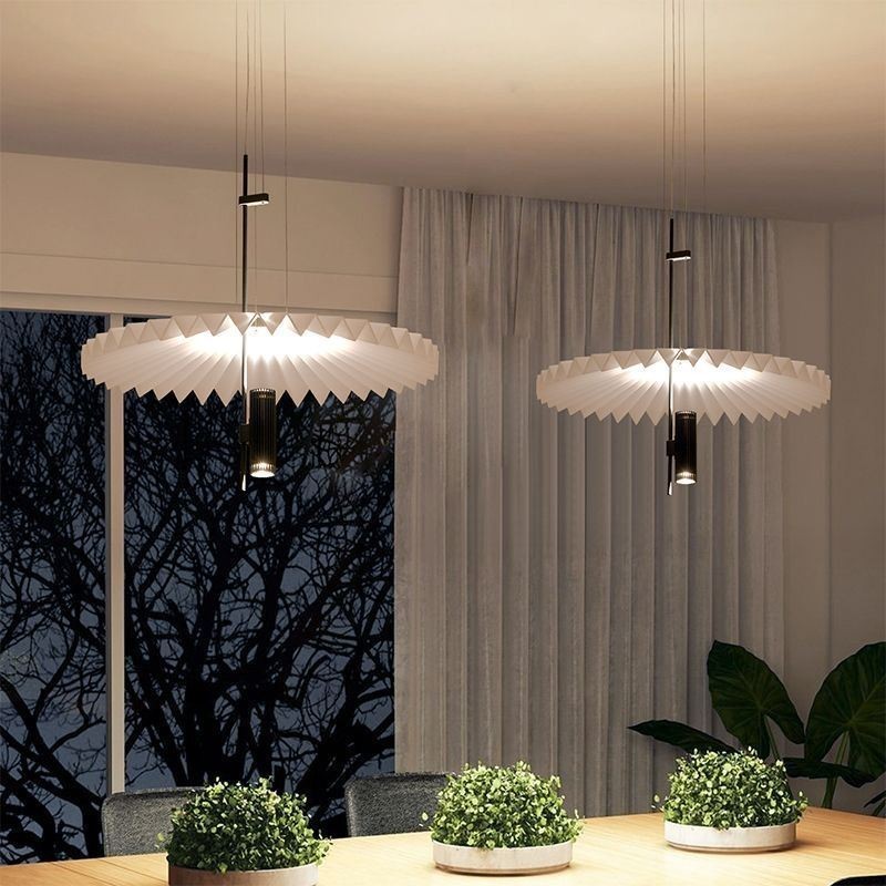 Lámpara colgante plisada moderna de acrílico, iluminación decorativa