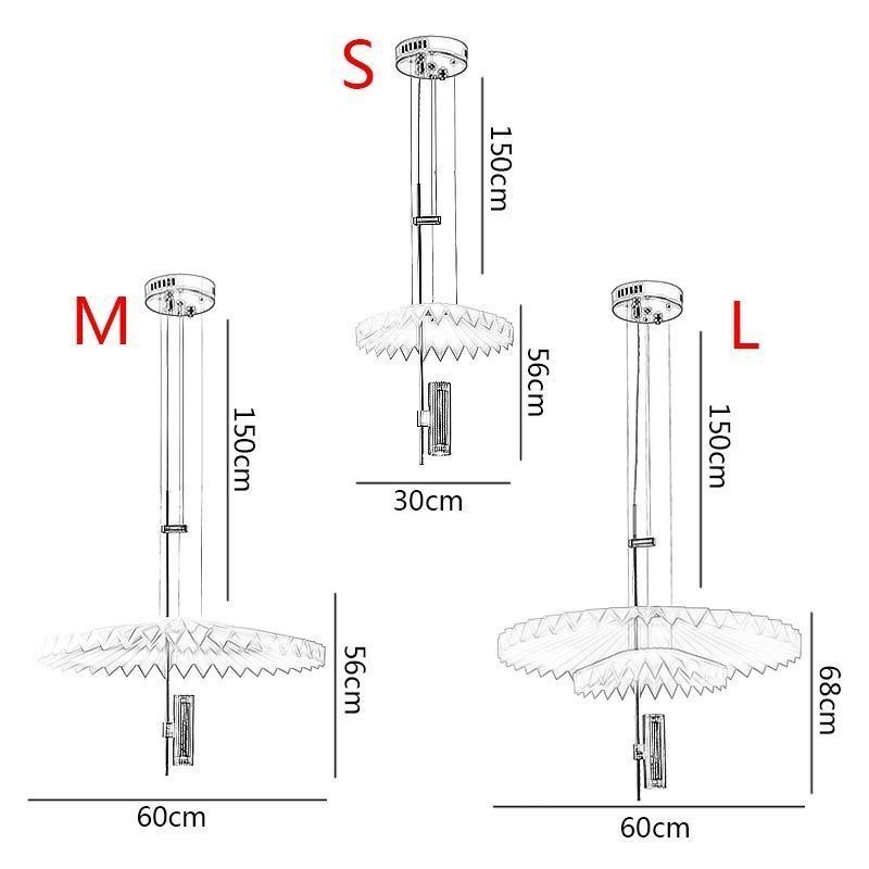 Lámpara colgante plisada moderna de acrílico, iluminación decorativa