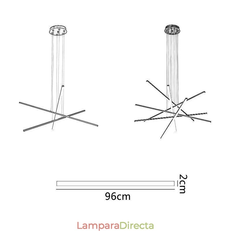 Lámpara colgante de suspensión lineal, luminaria decorativa