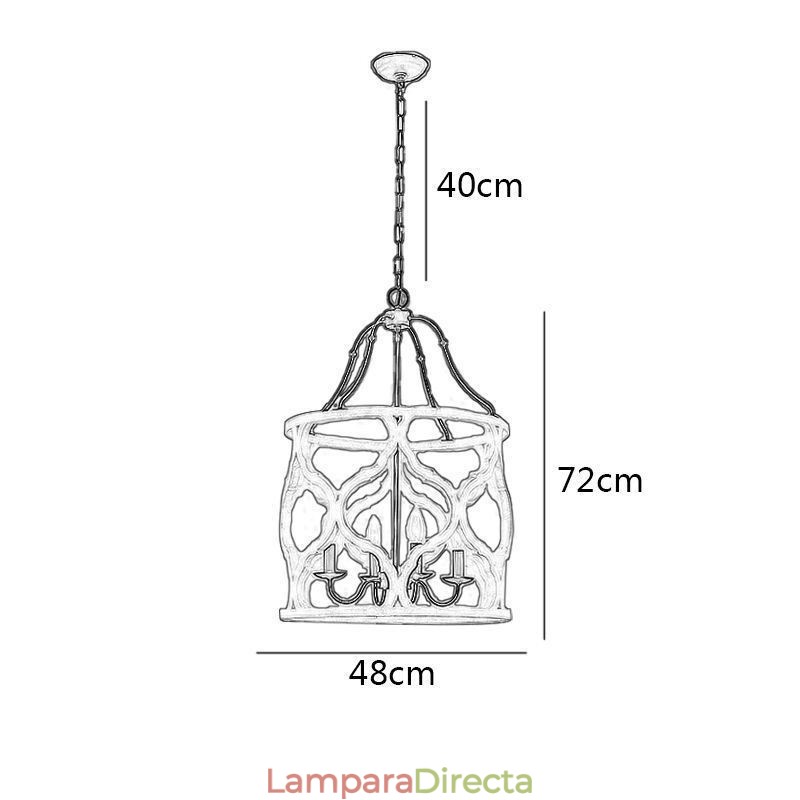 Lámpara colgante estilo vintage de 4 luces