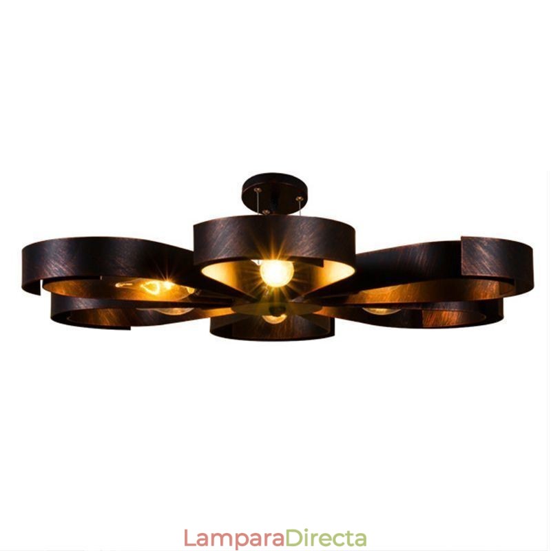 Lámpara de techo vintage moderna de hierro con forma de flor