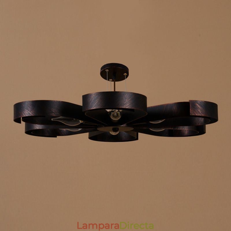 Lámpara de techo vintage moderna de hierro con forma de flor