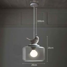 Lámpara colgante de cristal estilo retro con diseño de pájaro pequeño, iluminación decorativa