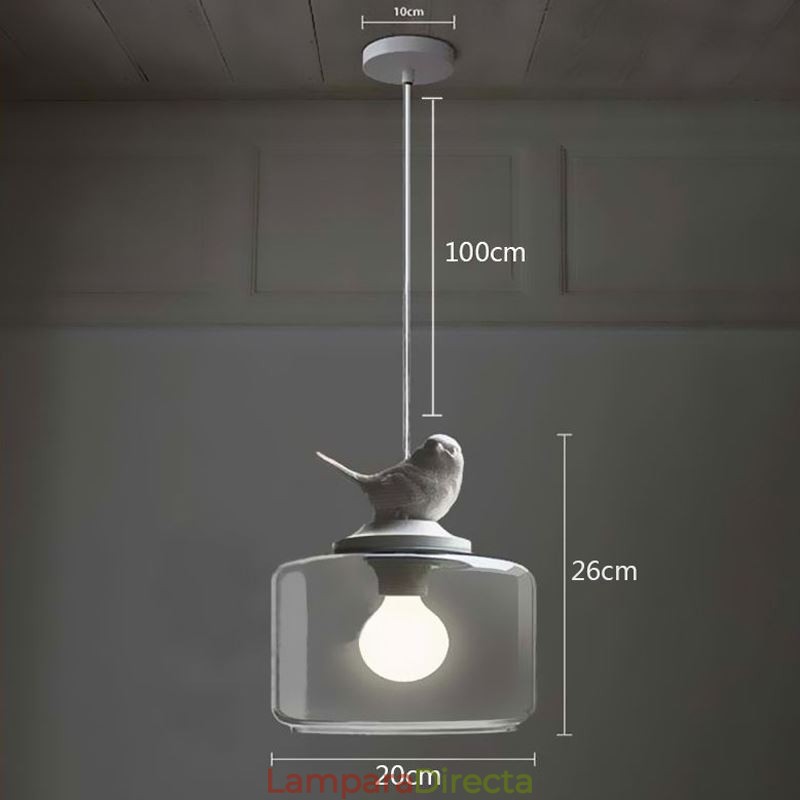 Lámpara colgante de cristal estilo retro con diseño de pájaro pequeño, iluminación decorativa