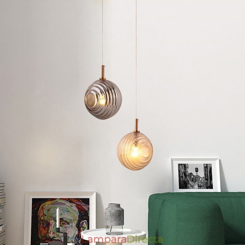 Lámpara colgante de cristal creativa y decorativa con forma de globo de cristal para loft