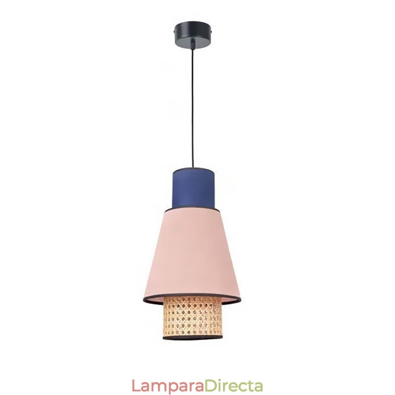 Lámpara colgante de 1 luz con pantalla de bambú tejida