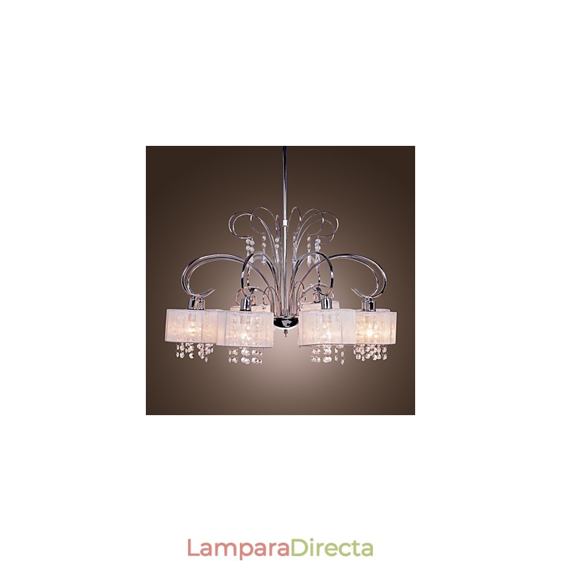 Lámpara de araña moderna contemporánea de metal cromado y cristal