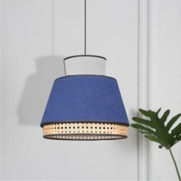 Lámpara colgante de 1 luz con pantalla de bambú tejida