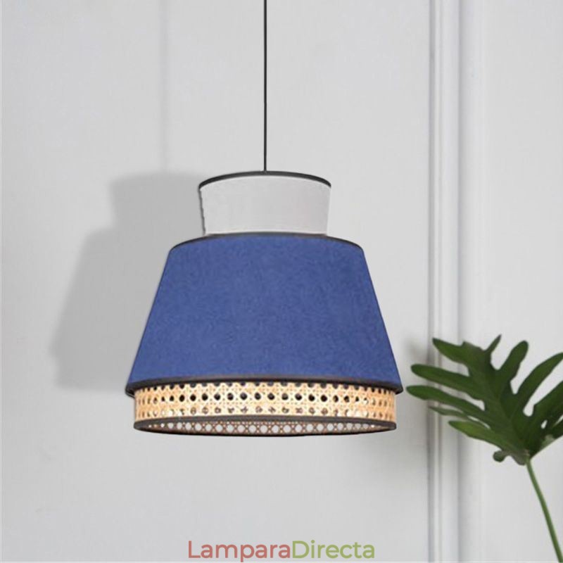 Lámpara colgante de 1 luz con pantalla de bambú tejida
