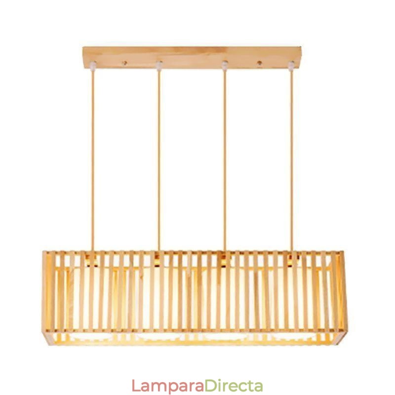 Lámpara colgante minimalista con forma de jaula de madera